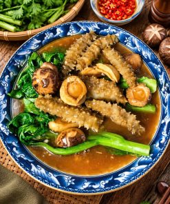 hải sâm vàng sốt nấm đông cô